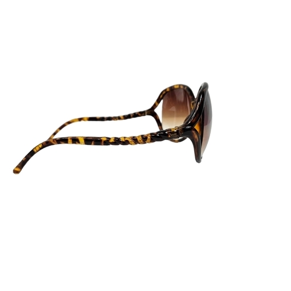 Oversized Round Tortoise Shell Sunglasses Twisted Curved Arms Women's - Picture 4 of 11
